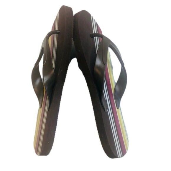 Quicksilver Flip Flop Sandals Womens 7-8 Boho Summer Beach Striped Swim Sand - Picture 3 of 8